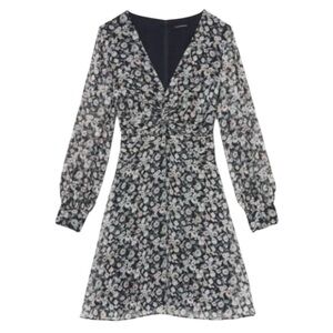 Club Monaco Mulberry Silk Twist Drape Mini Dress in Color Blue Dahlia. Size 8.